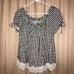 NWT Macy’s Crave Fame Black & White Checkered Top